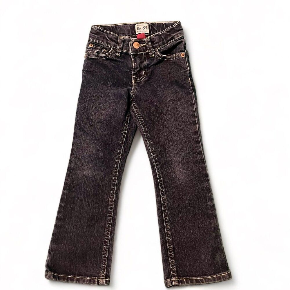 children place bootcut stretch denim  jeans toddler boys adjustable strap SZ 4